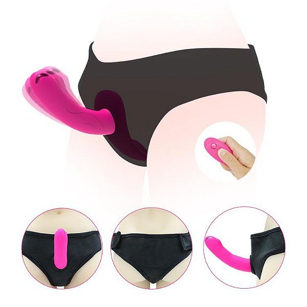 Cinta Peniana Strapless Com Vibrador de Ponto G, Estimulador Clitoriano e Controle Remoto