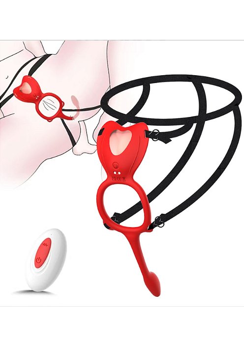 Cinta Vibratória 2 em 1 com Estimulador Anal e com Controle Remoto - Janice - CT042