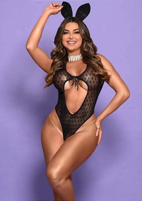 Fantasia de Coelhinha Sedutora YAFFA - Y7903 - Preto