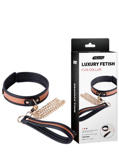 Coleira com Guia de Corrente e Puxador Com Interior Forrado e Ajuste com Fivela – LUXURY FETISH - SD-106