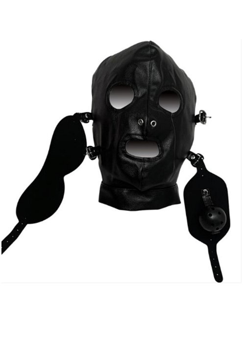 Capuz Sado com Venda e Mordaça Removíveis - SD-005