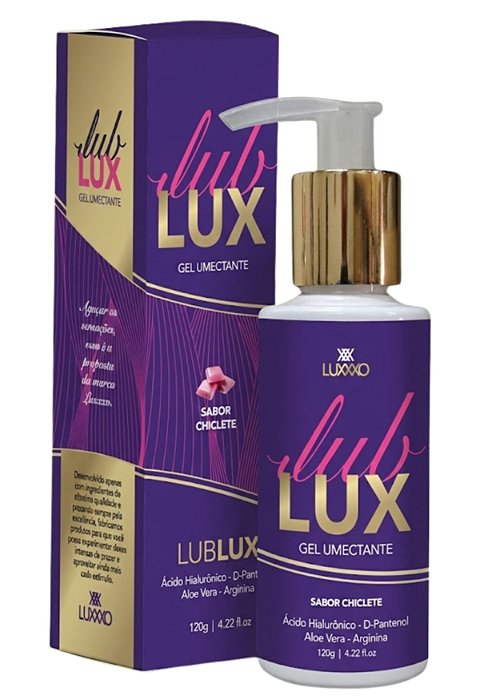 LUB LUX (Chiclete) - Contendo Ácido Hialurônico - D-Pantenol - Aloe Vera - Arginina - LUXXXO - 120g