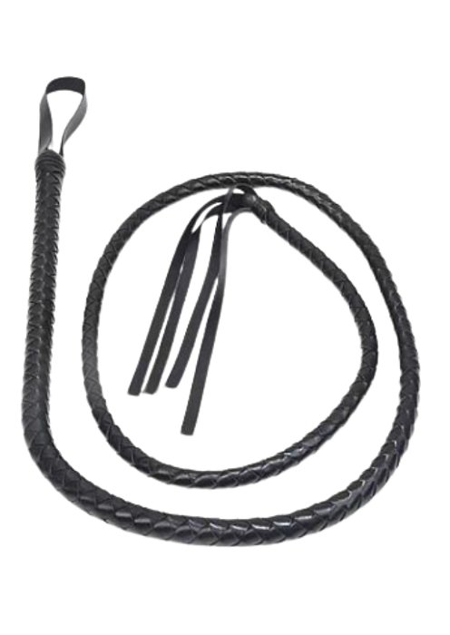 Chicote Longo Trançado com Franja na Ponta e Alça para Punho - 1,50m - Luxo -