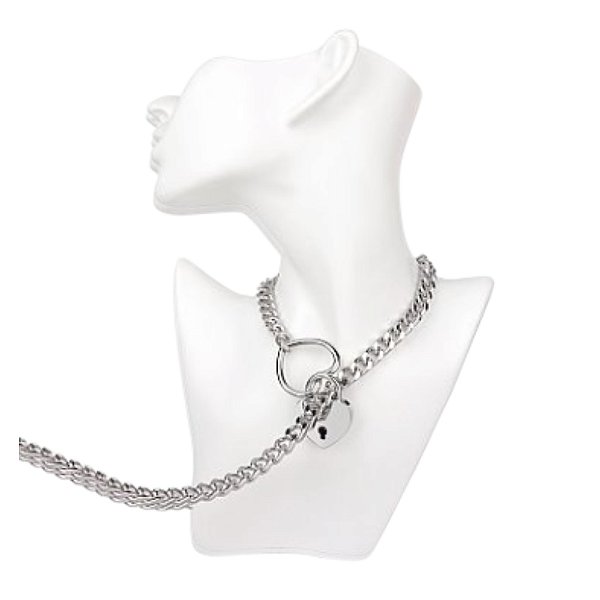 Coleira de Corrente com Corações e Cadeado