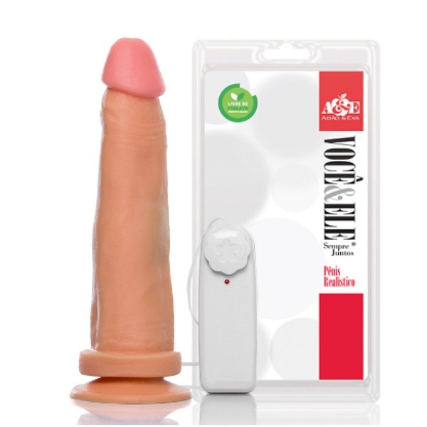 Prótese Pênis Realístico Vibrador C/ Ventosa 18,5X4,5cm - ADAO35