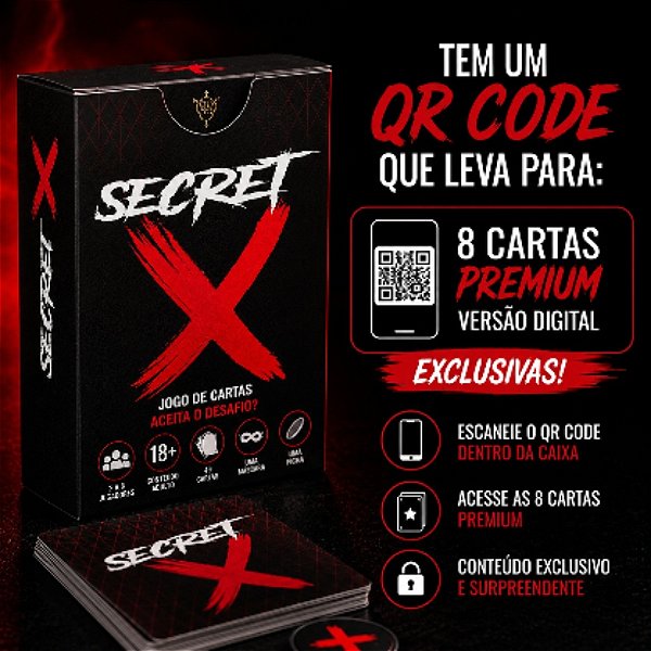 (NOVO) Jogo SECRET X - Jogo Para Casais ou Grupos - 49 Cartas + Máscara
