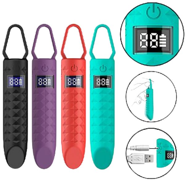 Bullet Recarregável Potente em Silicone e Visor LED (Preto ou Vermelho)