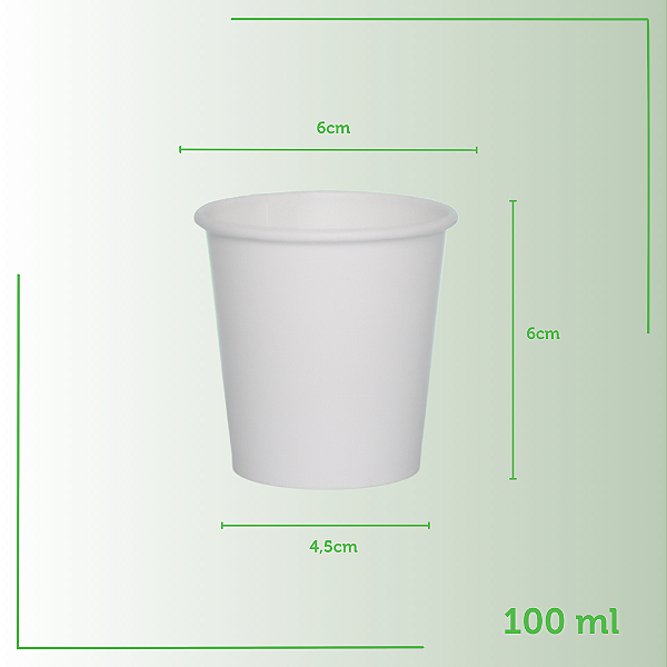 1250 Copos de Papel Branco 100ml