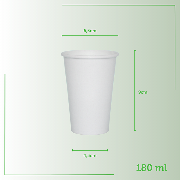 1000 Copos de Papel Branco 180ml