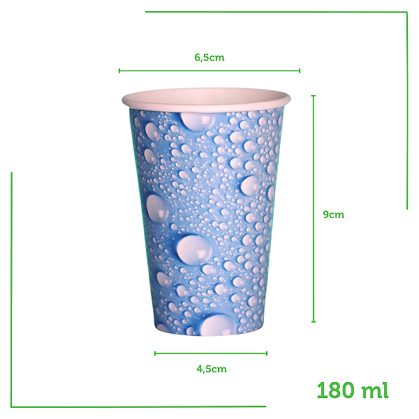 1000 Copos de 180ml Tema Pingos em Papel