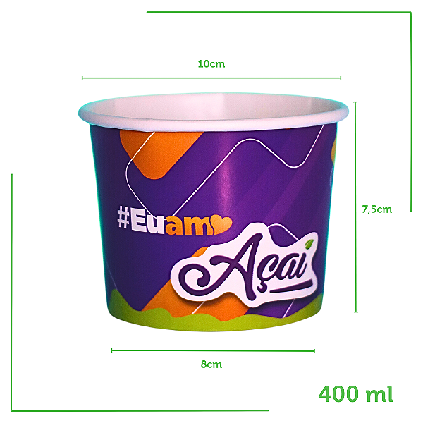 408 Potes de Papel Tema Açaí 400ml