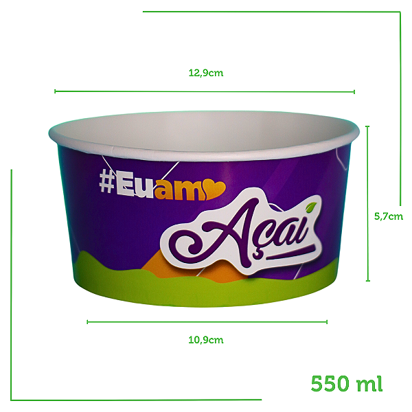 270 Potes de Papel Tema Açaí 550ml