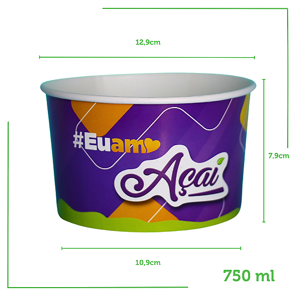 240 Potes de Papel Tema Açaí 750ml