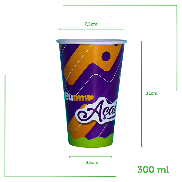 800 Copos de Papel Tema Açaí 300ml