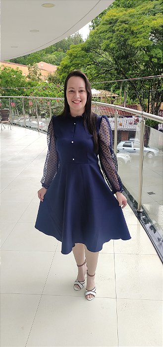 Vestido Ester - Azul marinho
