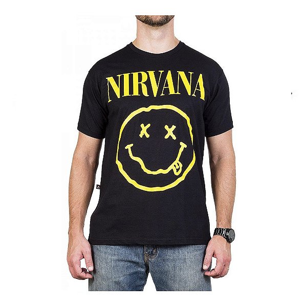 Camiseta Fatum - Nirvana - Smile - Preto