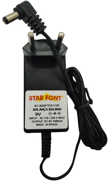 Fonte Compativel Com Balanças Balmak DC 9V 1500mA Bivolt