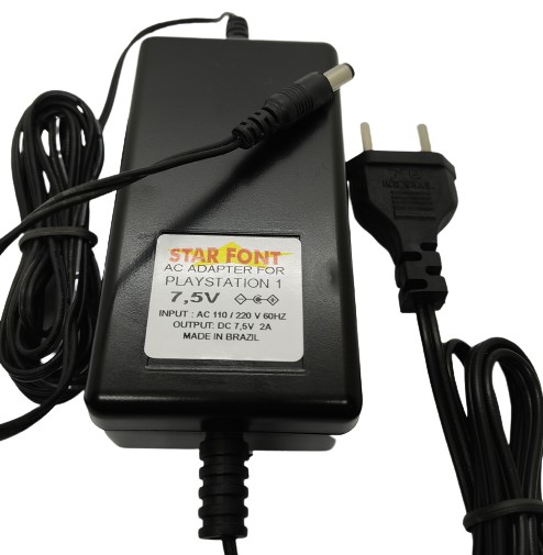 Fonte Compatível com Playstation 1 One Slim/Fat Bivolt Play 1 Ps1 7,5v 2a