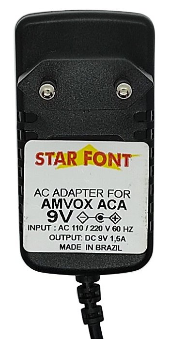 Carregador Fonte DC 9V 1,5A Compatível com Caixa AMVOX Aca 292 Aca282
