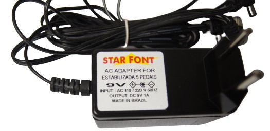 Fonte Estabilizada Bivolt 9v 1 A + Extensão 5 Pedal Guitarra