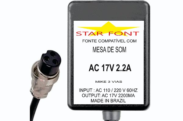 Fonte AC 17V 2.2A Para Mixer Lexsen Pro