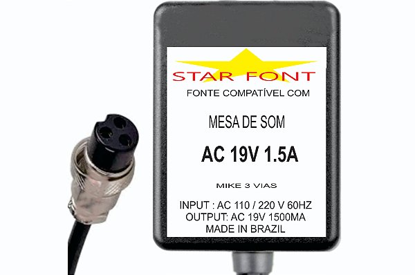 Fonte AC 19V 1.5A Para Mixer Behringer Eurorack