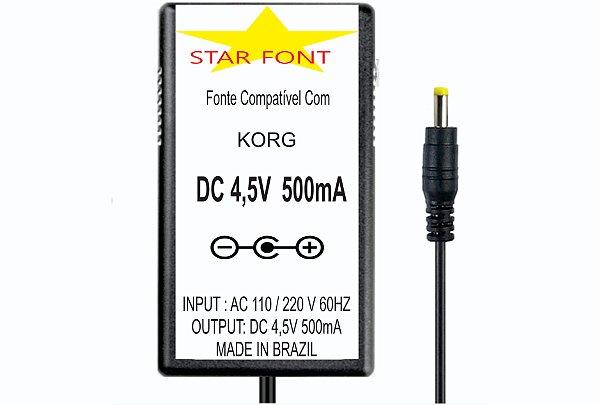 Fonte DC 4,5V 0.5A Para Processador De Efeitos Korg
