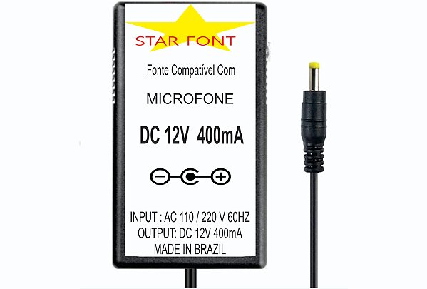 Fonte Carregador DC 12V Para Microfone Sennheiser