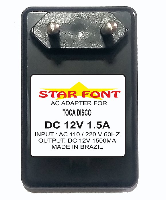 Fonte Carregador DC 12V Para Toca-Disco Vitrola Raveo