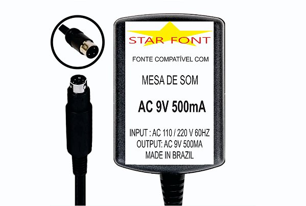 Fonte AC 9VAC 500mA Para Mixer Mackie Compact Mix