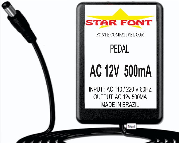 Fonte AC 12V 500mA Para Pedal Boss BRA-120