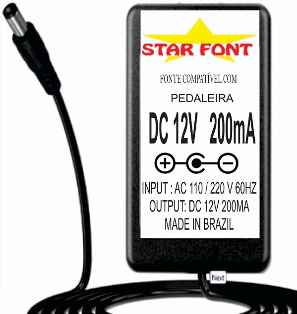 Fonte DC 12v Para Pedal Pedaleira Tech 21