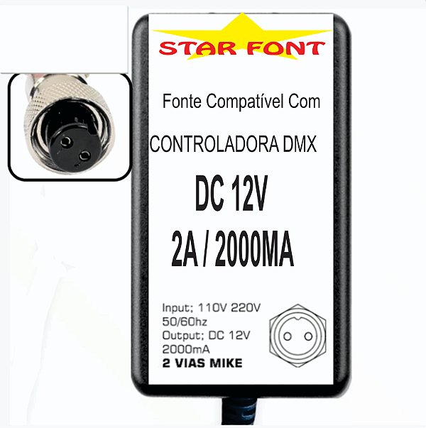 Fonte DC 12V Para Mesa de Controle iluminação Dmx Pilot 2000