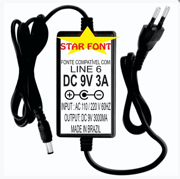 Fonte DC 9V 3A Para Pedal Pedaleira LINE 6