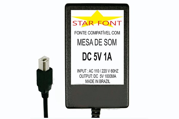 Fonte DC 5V Para Interface, gravador e Mesa de Som Mixer Lexsen