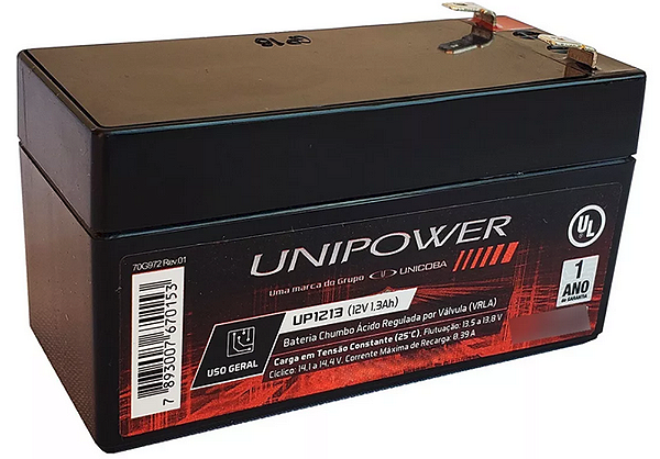 BATERIA SELADA 12V 1.3AH VRLA - UNIPOWER