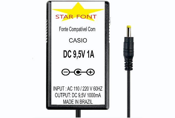 Fonte DC 9,5V Para Teclado Casio