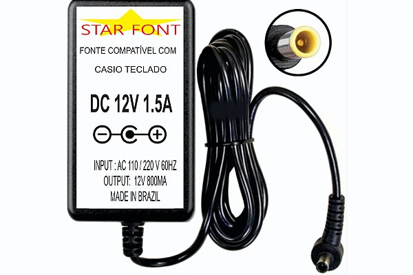 Fonte DC 12V 1.5A Para Teclado Casio AD-12150