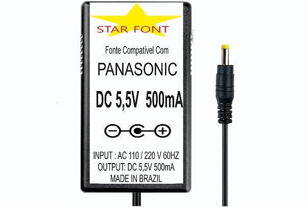 Fonte DC 5,5V Para Telefone Sem Fio Panasonic PNLV236