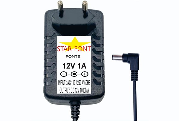 FONTE DC 12V 1A PLUG 5,5MM ELETRONICA
