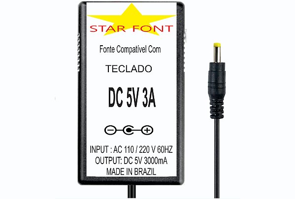 Fonte DC 5v 3a Para Teclado Controlador Irig Keys I/o 25 49 61