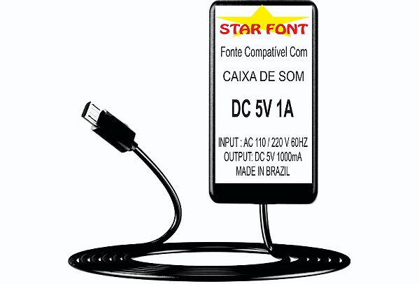 Fonte Carregador 5V 1A Para Caixa Amplificada Thunder Mondial Micro USB