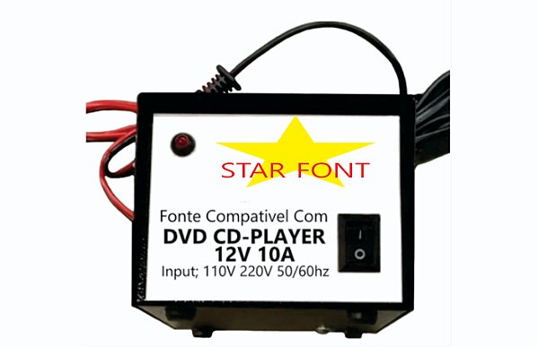 Fonte DC 12V Para Transformador Radio Cd Dvd Som De Carro 110V ou 220V Para 12v 10A
