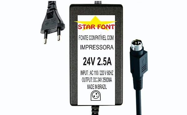 Fonte 24V 2.5A pra impressora Epson e Elgin i9