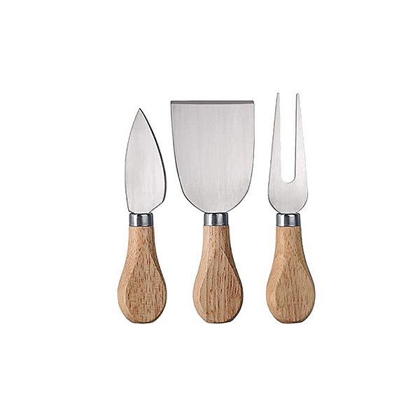 Conjunto para Queijo 3 Peças cabo de madeira QUE5555 Euro