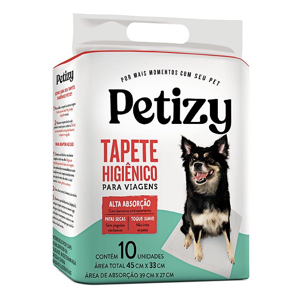 Tapete Higiênico Petizy Viagens 45x33cm 10 uni