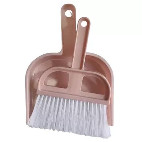 Kit Limpeza com Mini Pá e Vassoura de Mão 2 Peças Rosa