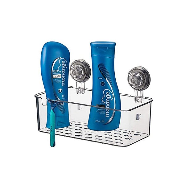 Cesto Retangular com Ventosas Transparente Future