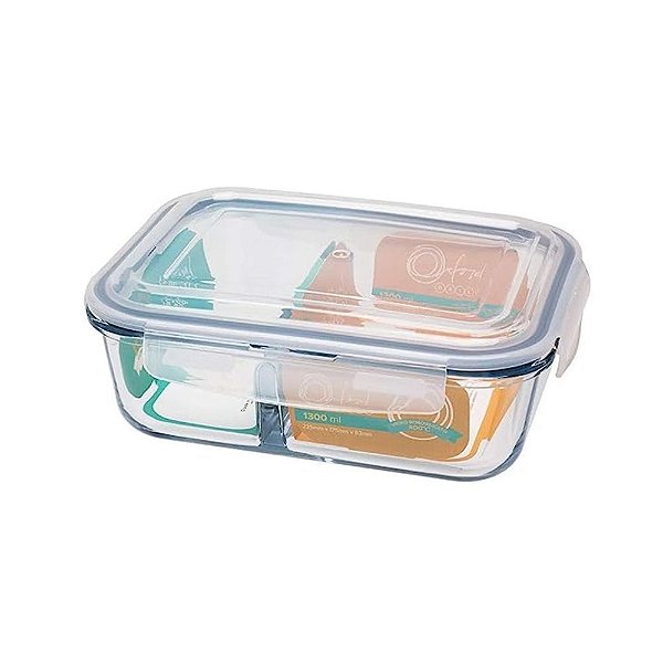 Pote Hermético de Vidro Hermético Divisória 1300ml Oxford