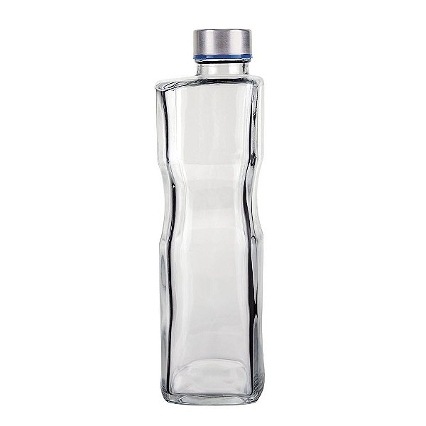 Garrafa de Vidro 1 litro H2O Quadrada VDR7269 Euro Home